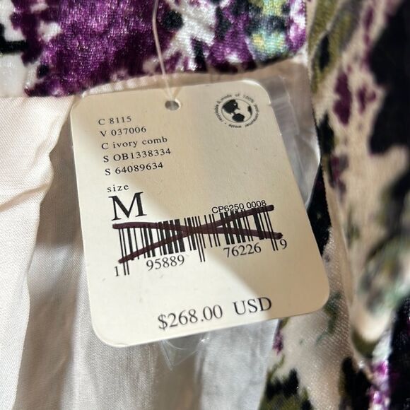 FREE PEOPLE SIMONE VELVET DUSTER NEW PURPLE COMBO NWT SIZE MEDIUM - Picture 11 of 16